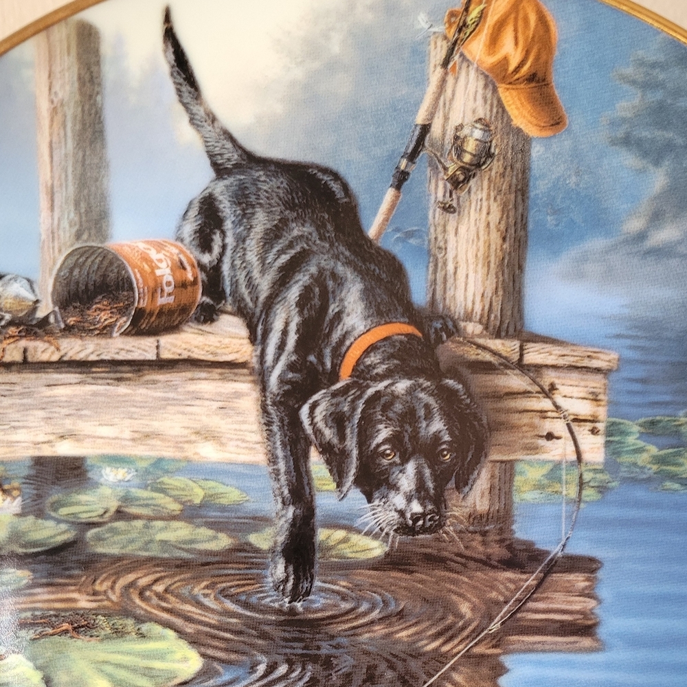 James Meger Decorative Plate "Ripples" With Black Lab - Picture 2 of 8